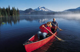 paddling a canoe